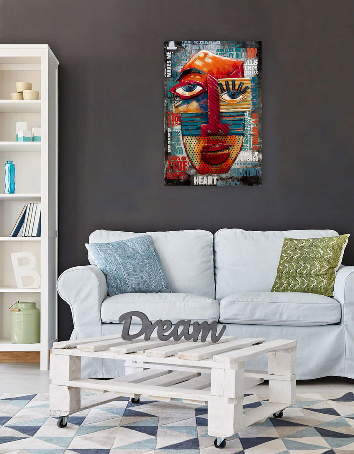 METALLBILD Bunt 60/90 cm - Multicolor, Metall (4.7/90cm) - KUNSTLOFT