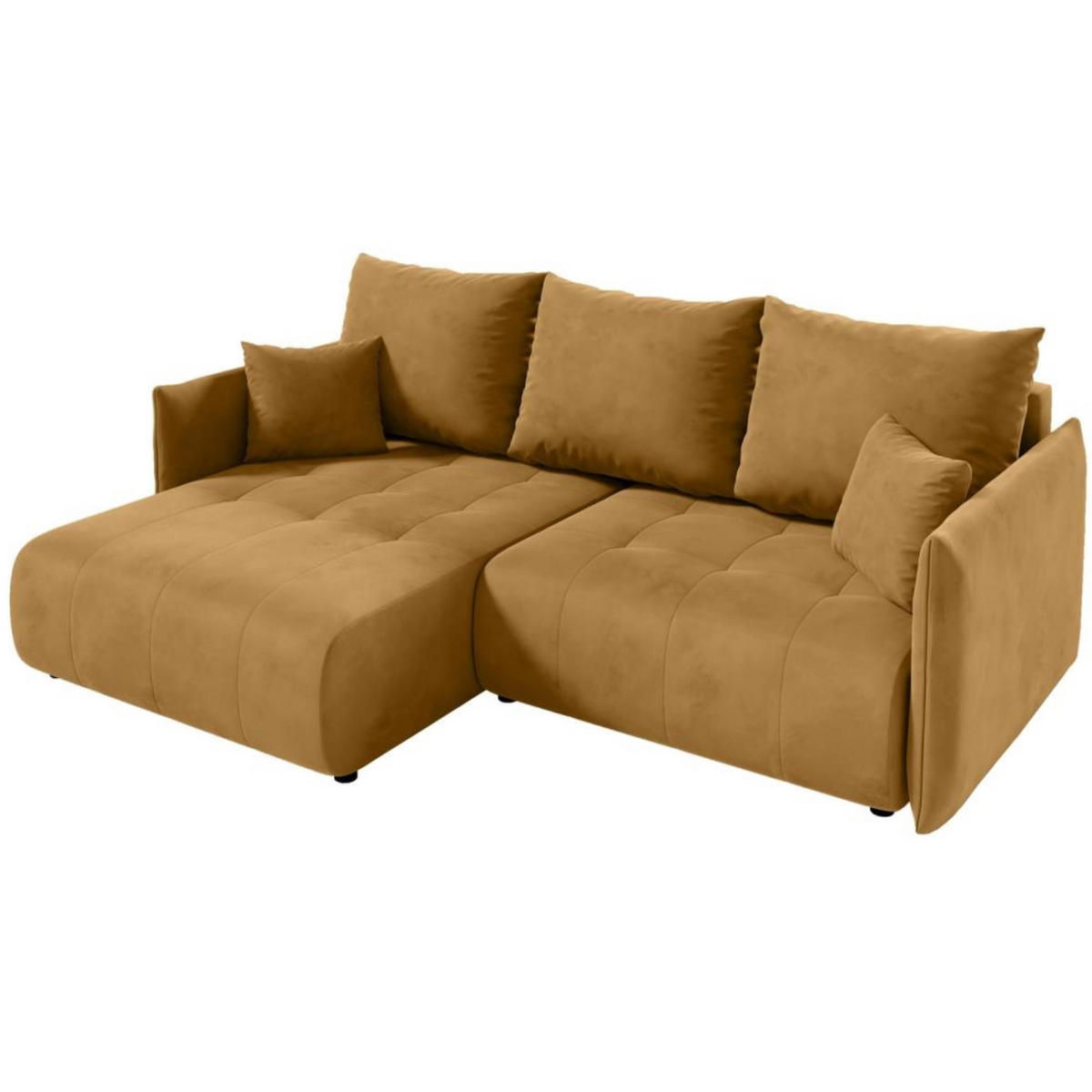 ECKSCHLAFSOFA Henry Mini gelb links - Gelb/Schwarz, Kunststoff/Textil (221/153cm) - Beautysofa