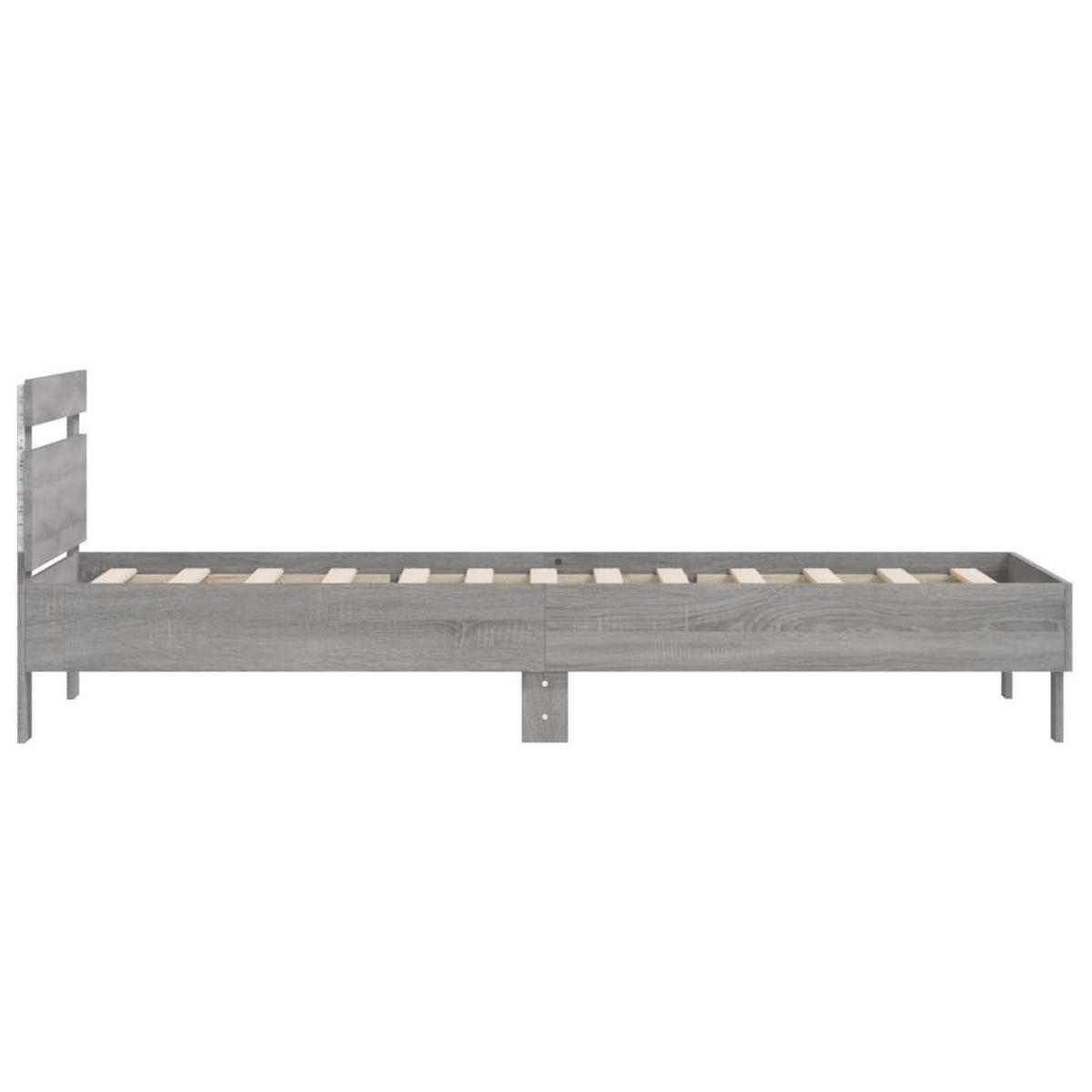 BETTGESTELL Mit Kopfteil Und Led-Leuchten Grau Sonoma 100/200Cm - Grau, Holzwerkstoff (100/200cm) - vidaXL