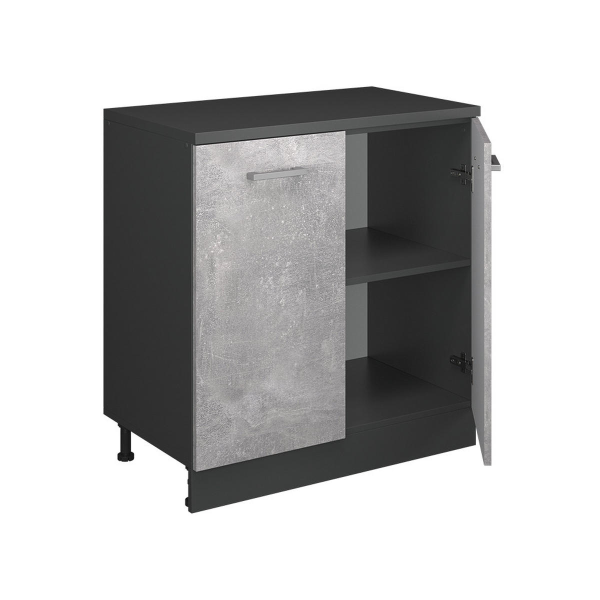 KUHINJSKA OMARA ZA POŠEVNE STREHE R-Line, Beton, 80 cm brez naklona z 2 vrati - siva/antracit, leseni material (80/83.8/46cm) - Vicco