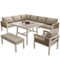 LOUNGEGARNITUR für 8 Personen mit Beigen Polstern - Beige, Metall