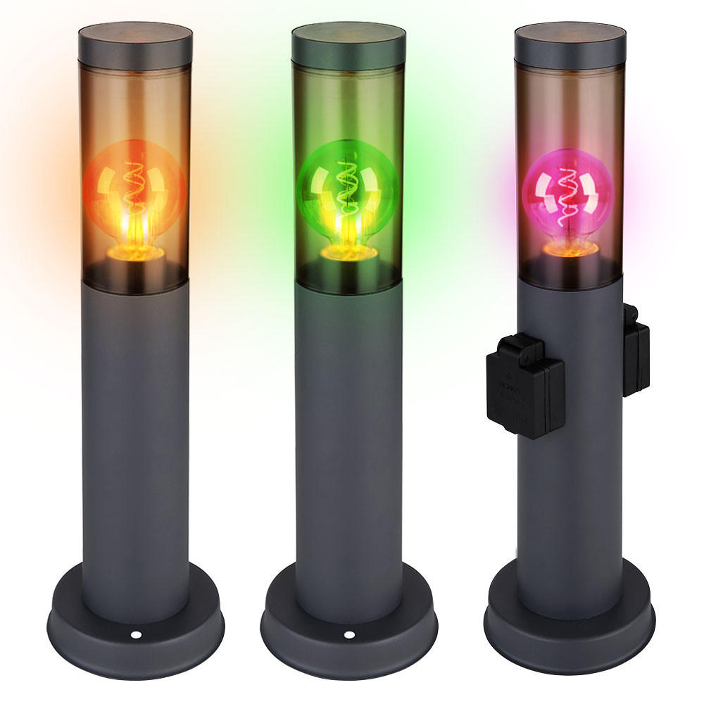 LED AUSSENLEUCHTE Edelstahl Grau - Grau, Kunststoff (7.6/7.6/45cm) - Globo Lighting