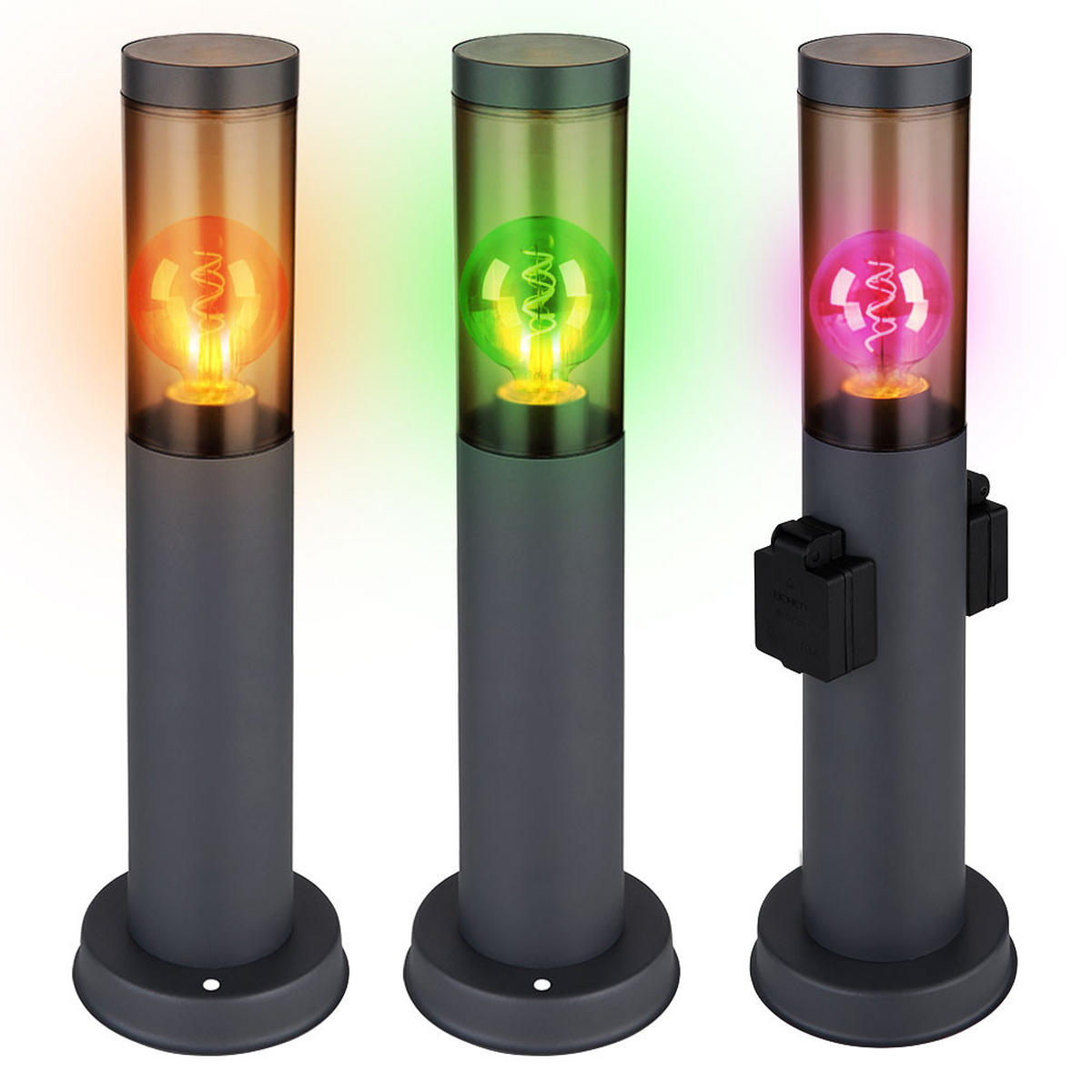 LED AUSSENLEUCHTE Edelstahl Grau - Grau, Kunststoff (7.6/7.6/45cm) - Globo Lighting