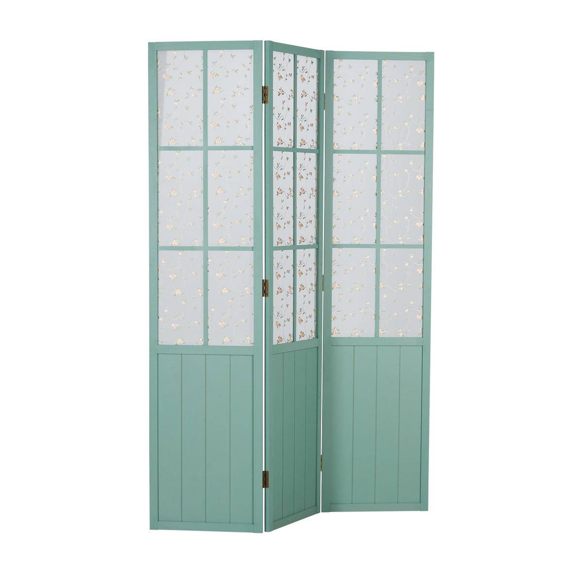 PARAVENT 3-tlg. 120/170 cm Türkis Landhausstil - Türkis, Holz (120/170/2cm) - Homestyle4u