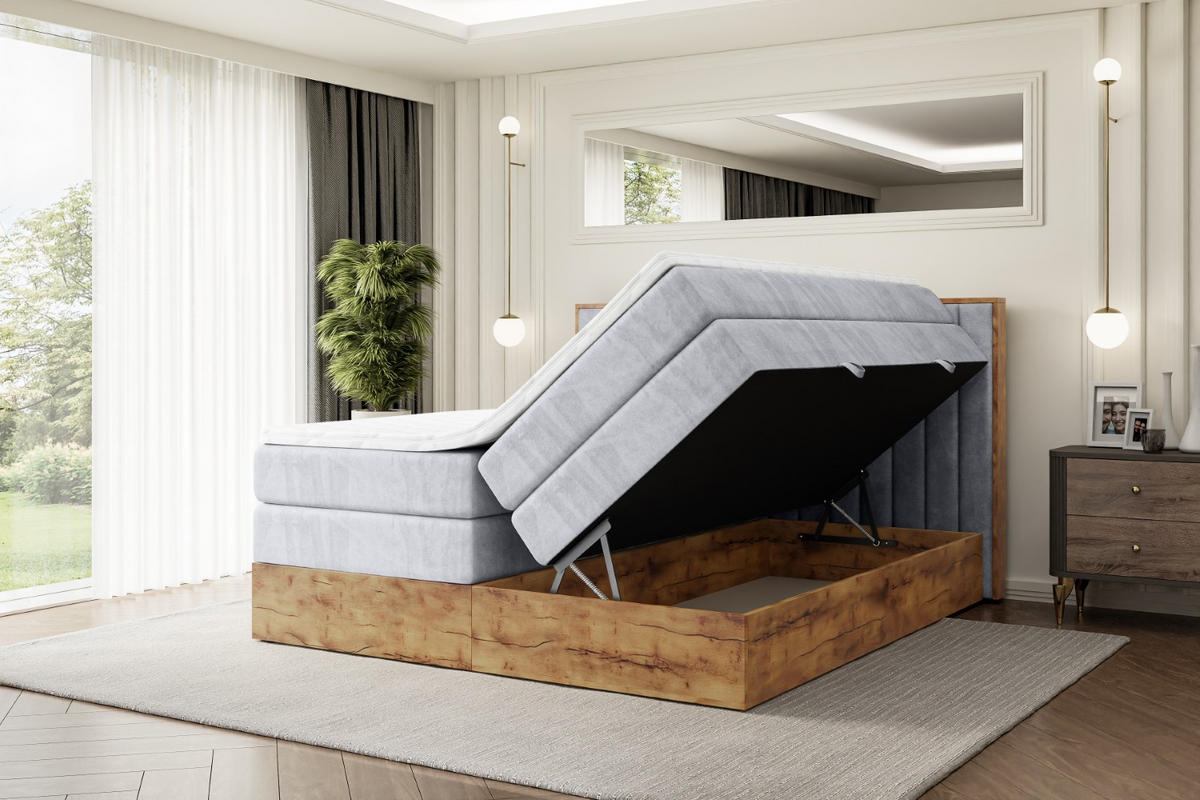 BOXSPRINGBETT mit Matratze H3|H4 und Lattenrost - LOLLI4 KING-160x200 - Grau Monolith - Grau, Holzwerkstoff (160/200cm) - ALTDECOR