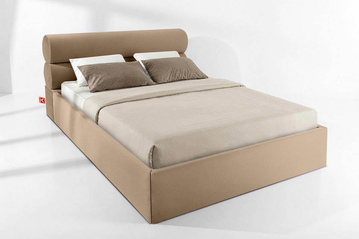 POLSTERBETT LUNEO - Beige/Schwarz, Holz/Holzwerkstoff (182/204cm) - KONSIMO®