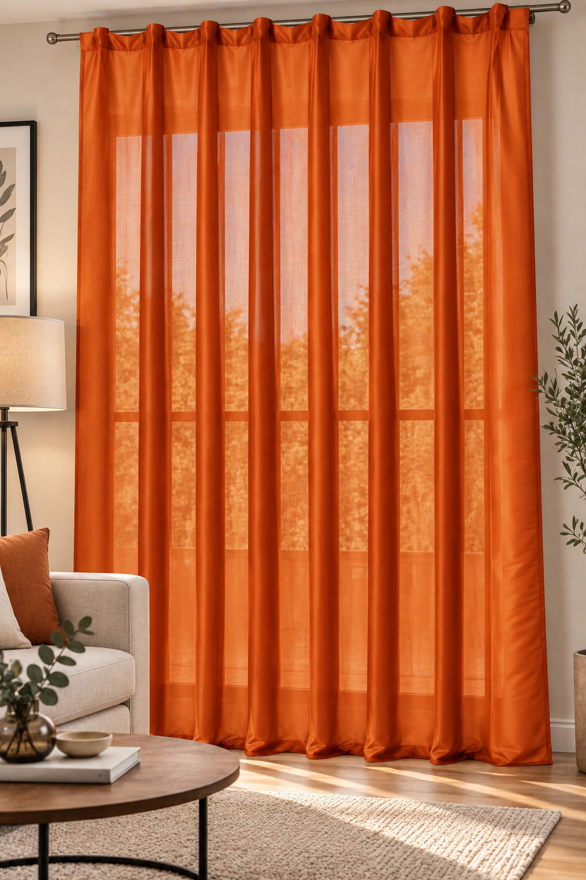 VORHANG Kräuselband 140/245 cm Orange Wildseiden Optik - Dunkelorange, Textil (140/245cm) - TiborTex