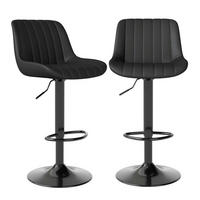 BARHOCKER 2er Set drehbar höhenverstellbar PU-Leder Schwarz - Schwarz, Kunststoff (46/109/37cm)