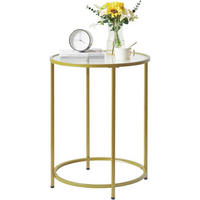 BEISTELLTISCH rund gehärtetes Glas Metallrahmen Goldfarben 50 x 65 cm - Goldfarben, Glas (50/50/65cm)