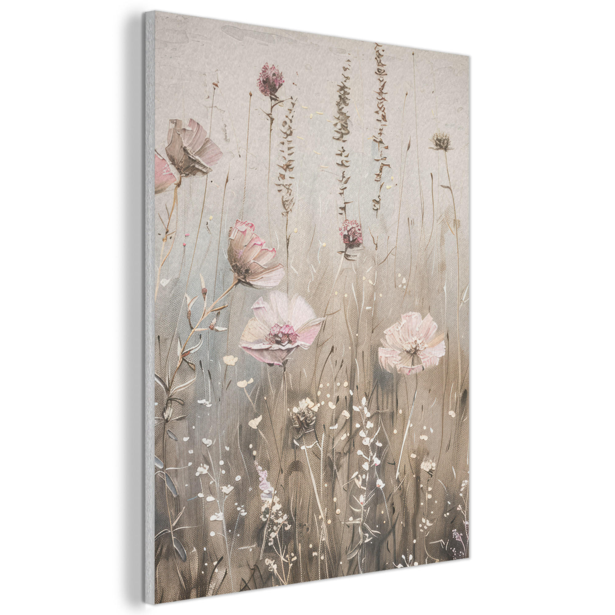 AKUSTIKBILD Blumen - Rosa - Modern - Beige Wanddeko 70x100 cm - Beige, Kunststoff (70/100/0.9cm) - MuchoWow