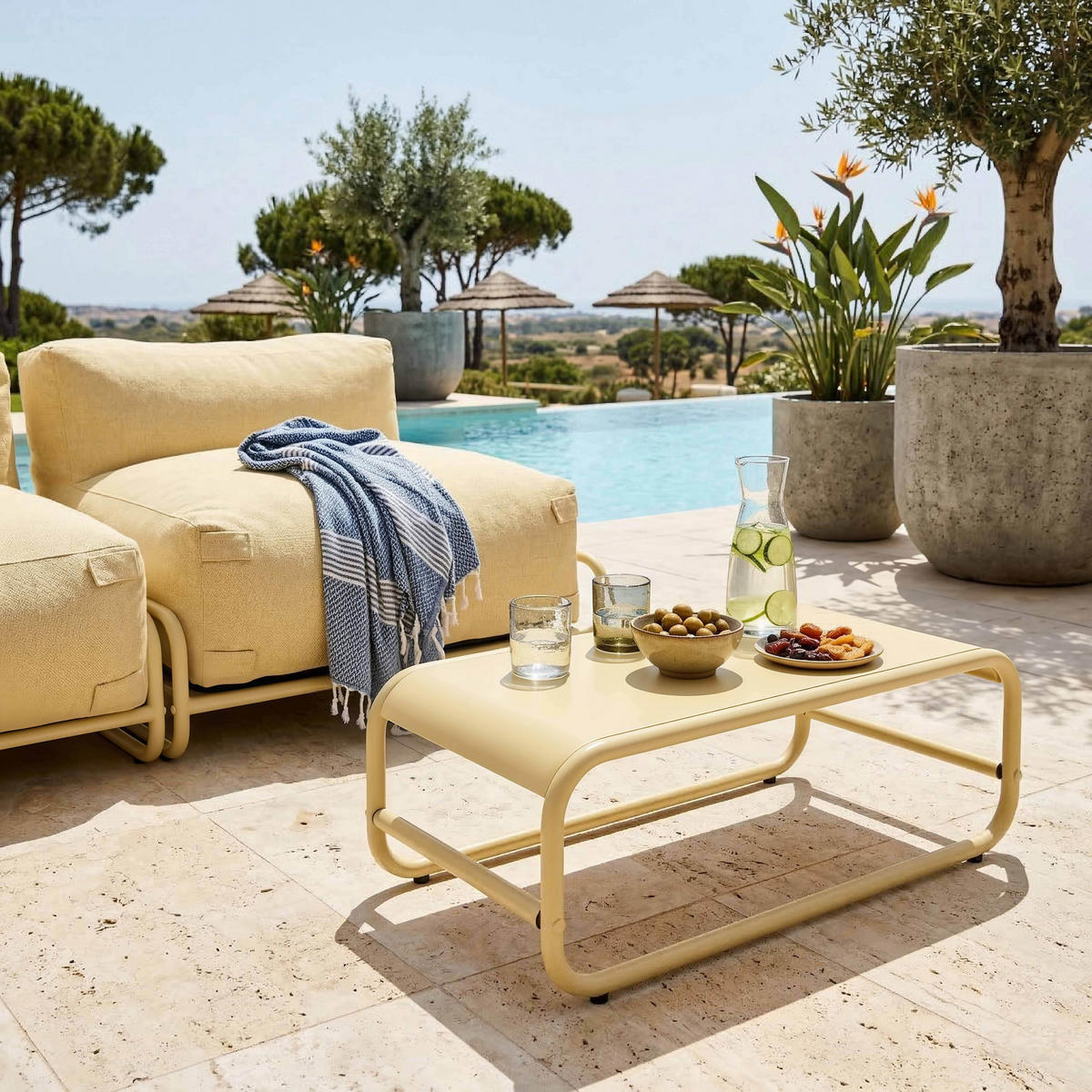 BEISTELLTISCH, hellgelb - Gelb, Metall (85/40/30cm) - Oviala