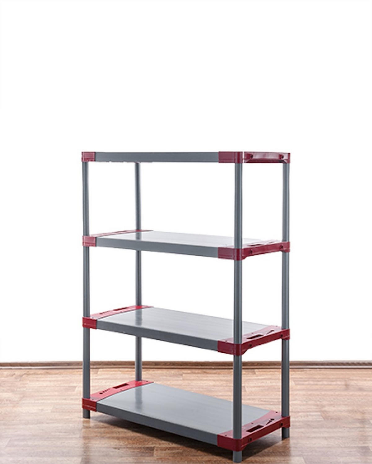 KUNSTSTOFFREGAL BIG GREY BEAR Low 138x90x46cm Fachlast 160kg Grau-Rot - Rot, Kunststoff (90/138/46cm) - PROREGAL