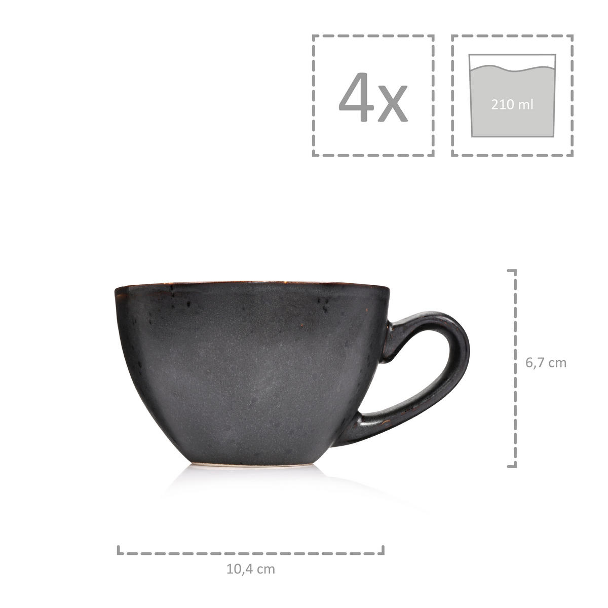 KAFFEESERVICE TOMBEY - 12 teilig aus Steingut - Dunkelgrau, Keramik (26/34/24.75cm) - Sänger