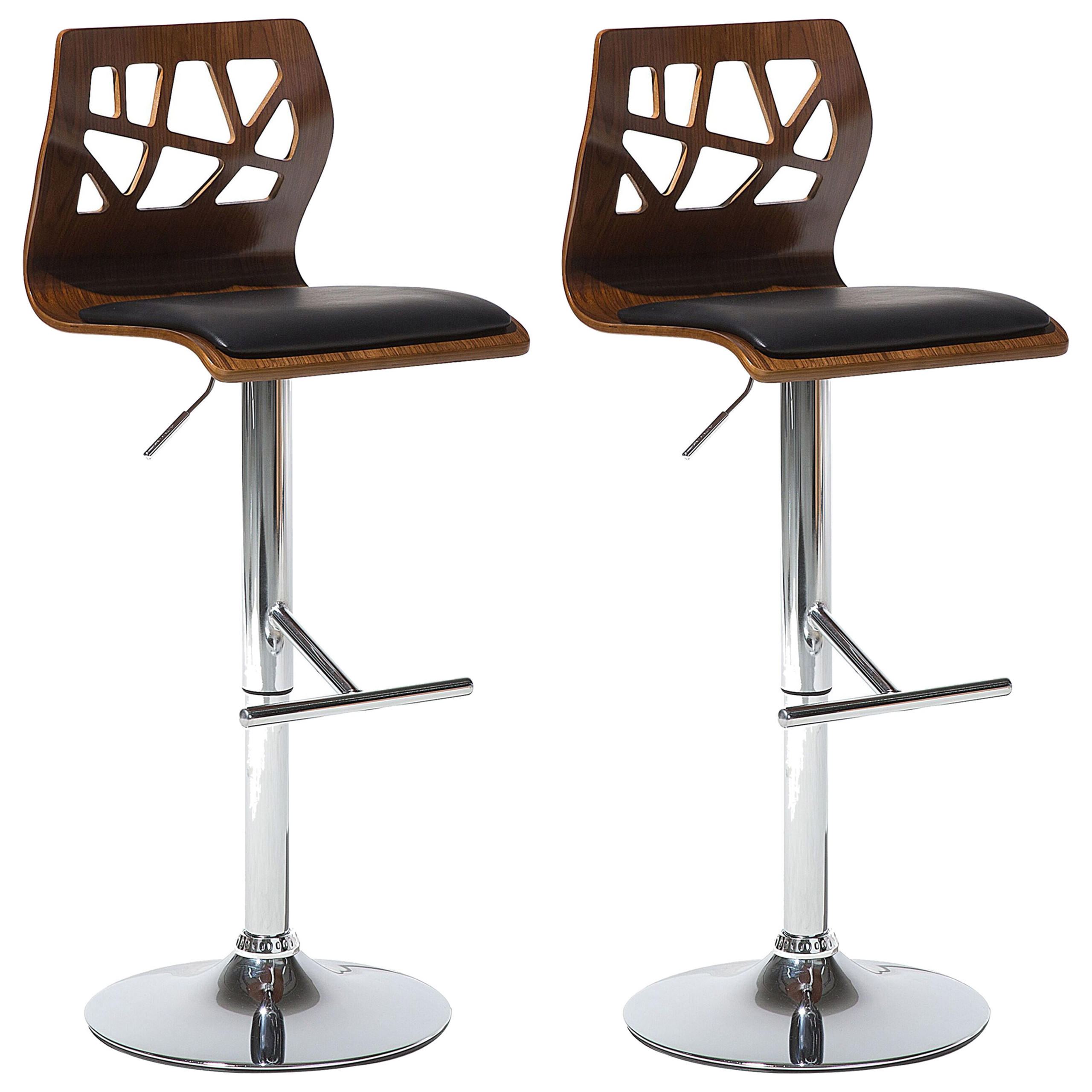 BARHOCKERN 2er-Set Braun Petersburg - Silberfarben/Schwarz, Kunststoff (42/112/42cm) - Beliani