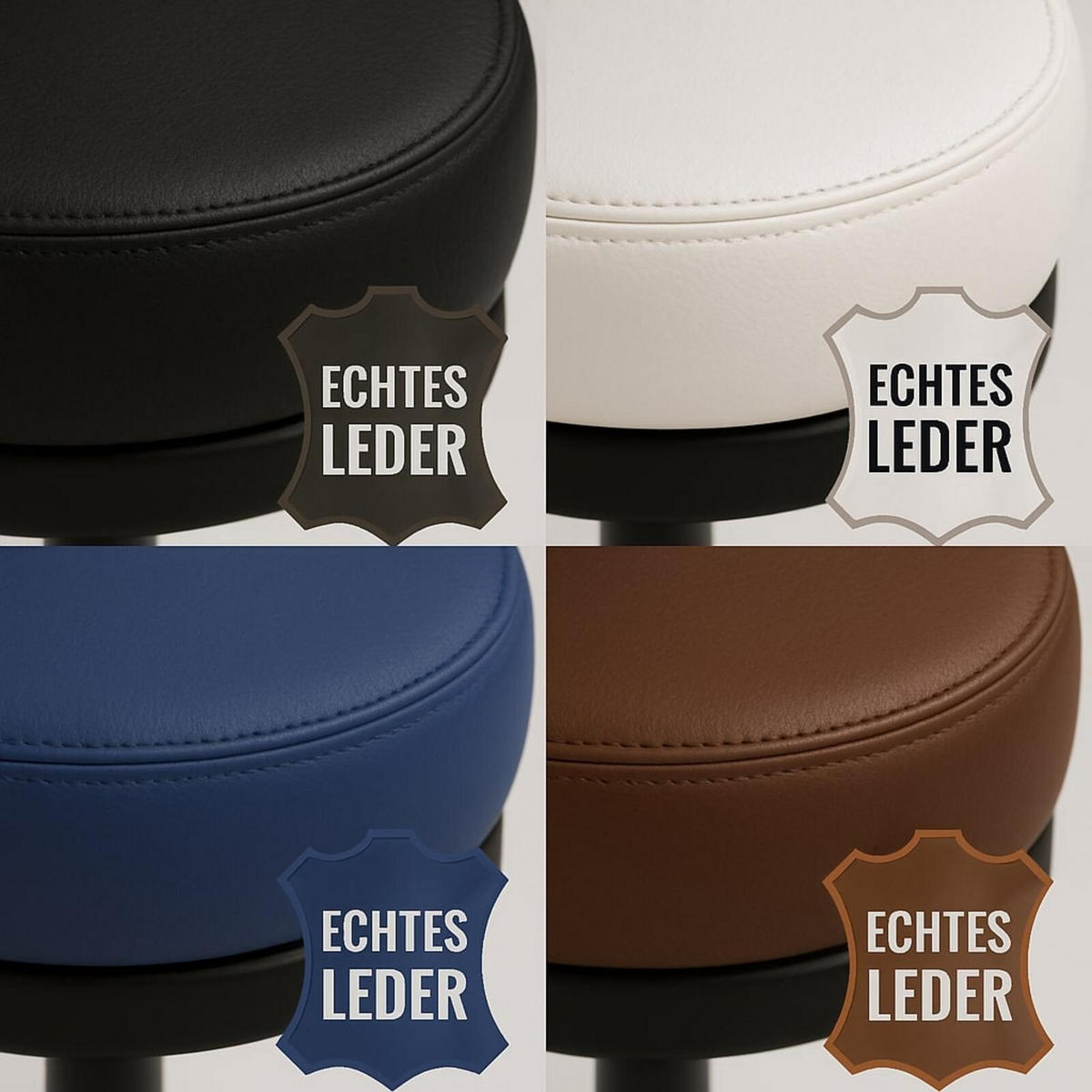 ARBEITSHOCKER Echtleder Weiß - höhenverstellbar, 150kg belastbar - Weiß, Leder/Metall (58/46/58cm) - Versee