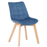 STUHL Samt Blau - Blau/Eukalyptusholzfarben, Holz/Textil (46/82/61cm) - CLP