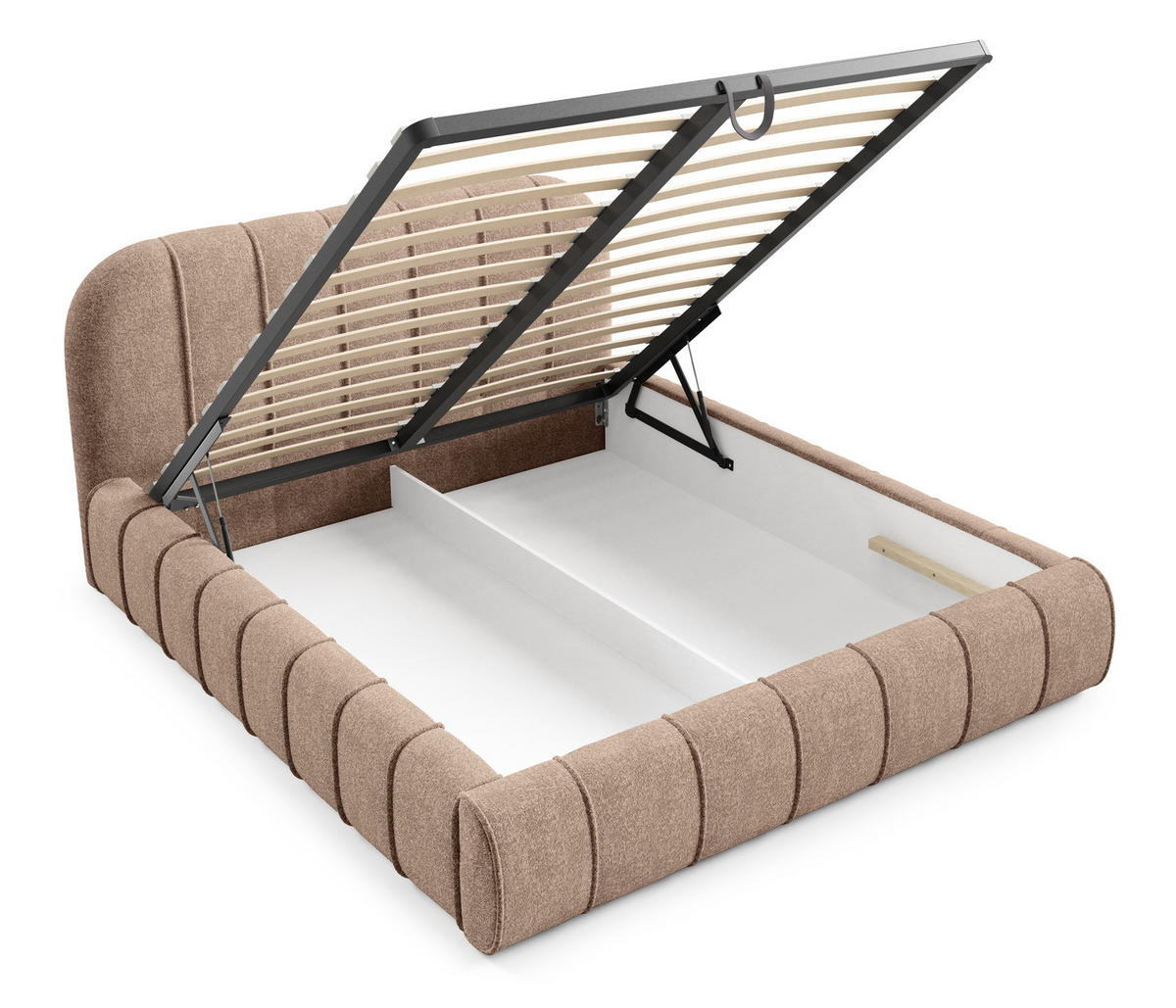 POLSTERBETT 140x200 Lunea, Samt, Metallrahmen, Bettkasten, Braun - Braun, Holz/Textil (140/200cm) - Emporius