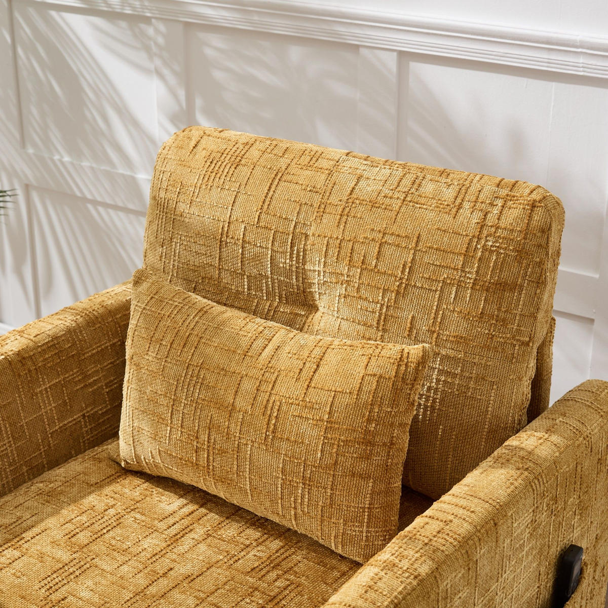 FERNSEHSESSEL Relaxsessel,Polsterliege mit Stauraum,Chenille,Gelb - Gelb, Holz (84.5/87/125cm) - LVHOM