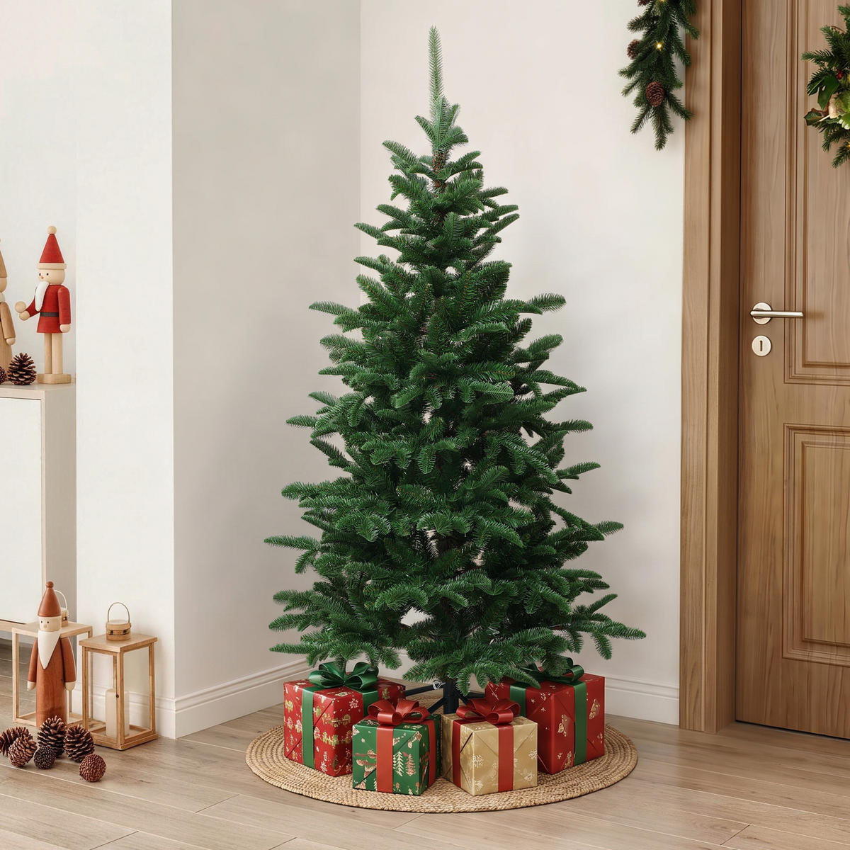 KÜNSTLICHER Weihnachtsbaum 150 cm mit 769 PE-/PVC-Spitzen, Tannen-Optik - Grün, Kunststoff (150cm) - Hometopia