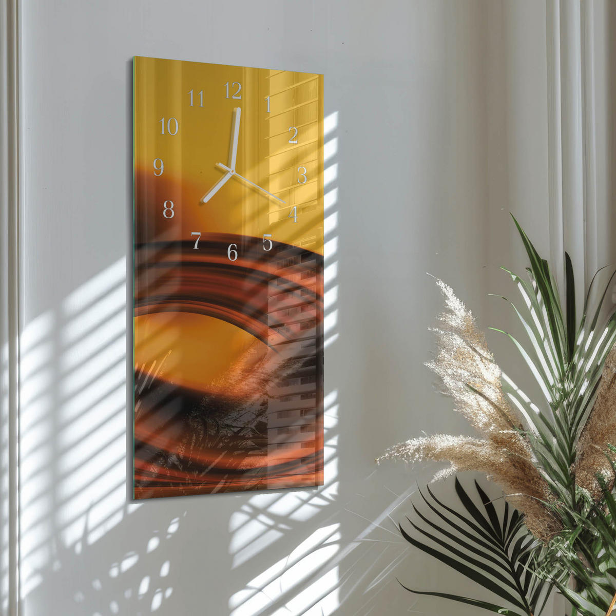 WANDUHR 30x60 cm - Stein - Orange, Glas (30/60/0.4cm) - TULUP