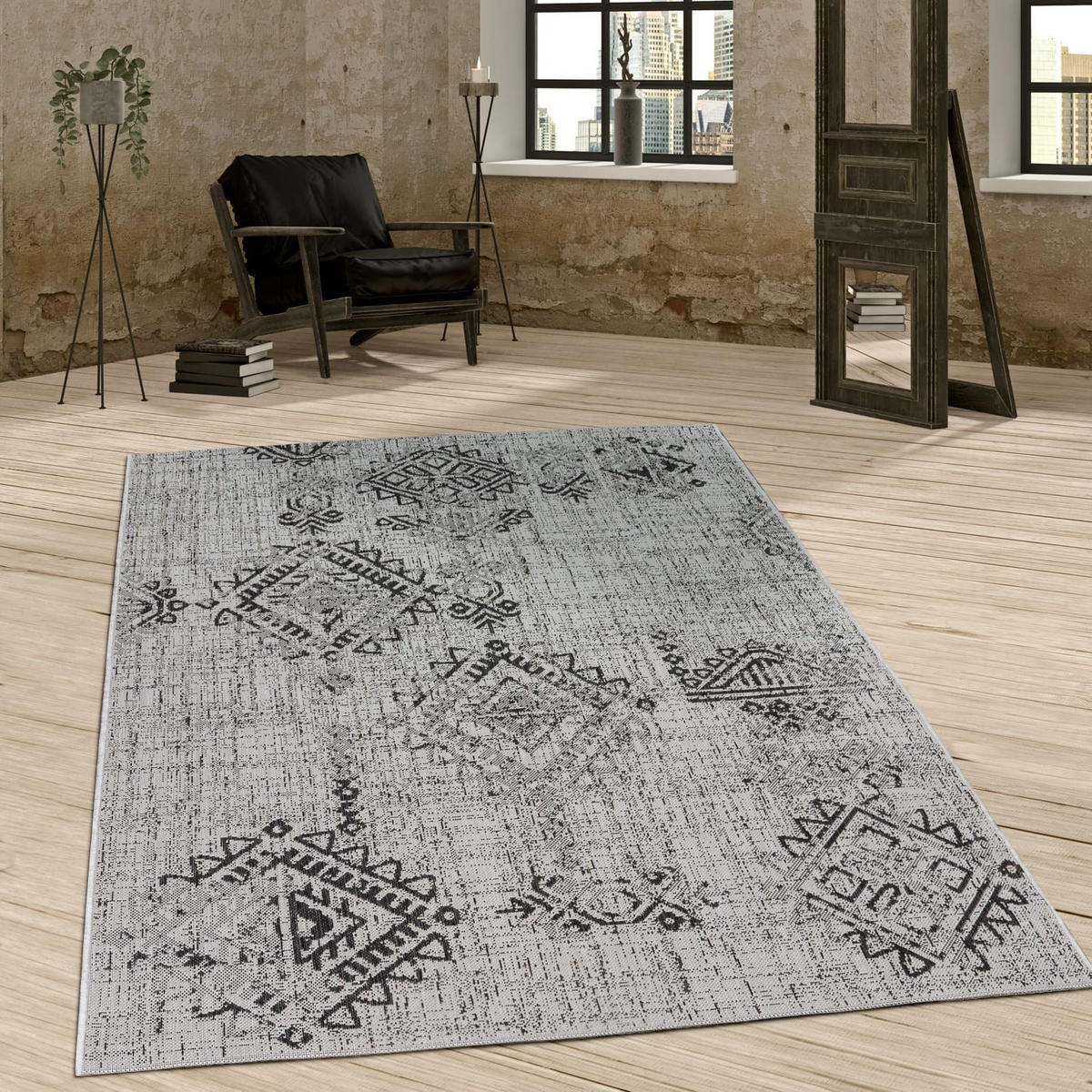 OUTDOORTEPPICH 60/100 cm Coco 204 - Grau, Kunststoff (60/100cm) - Paco Home