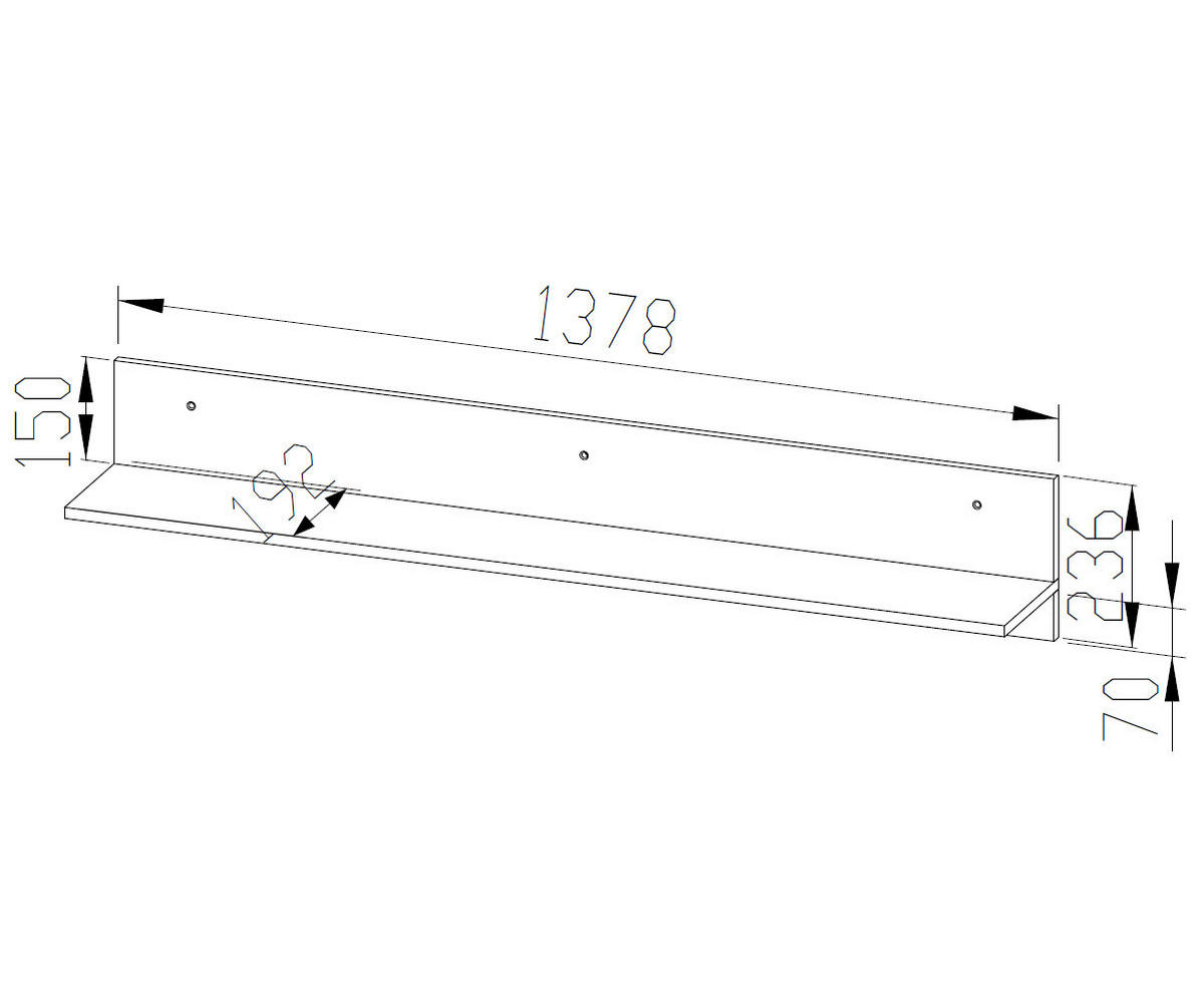 WANDREGAL Baltica Lefkas Eiche / schwarz 120 / 21 / 24cm - Eichefarben/Schwarz, Holz/Holzwerkstoff (120/24/21cm) - Feldmann-Wohnen
