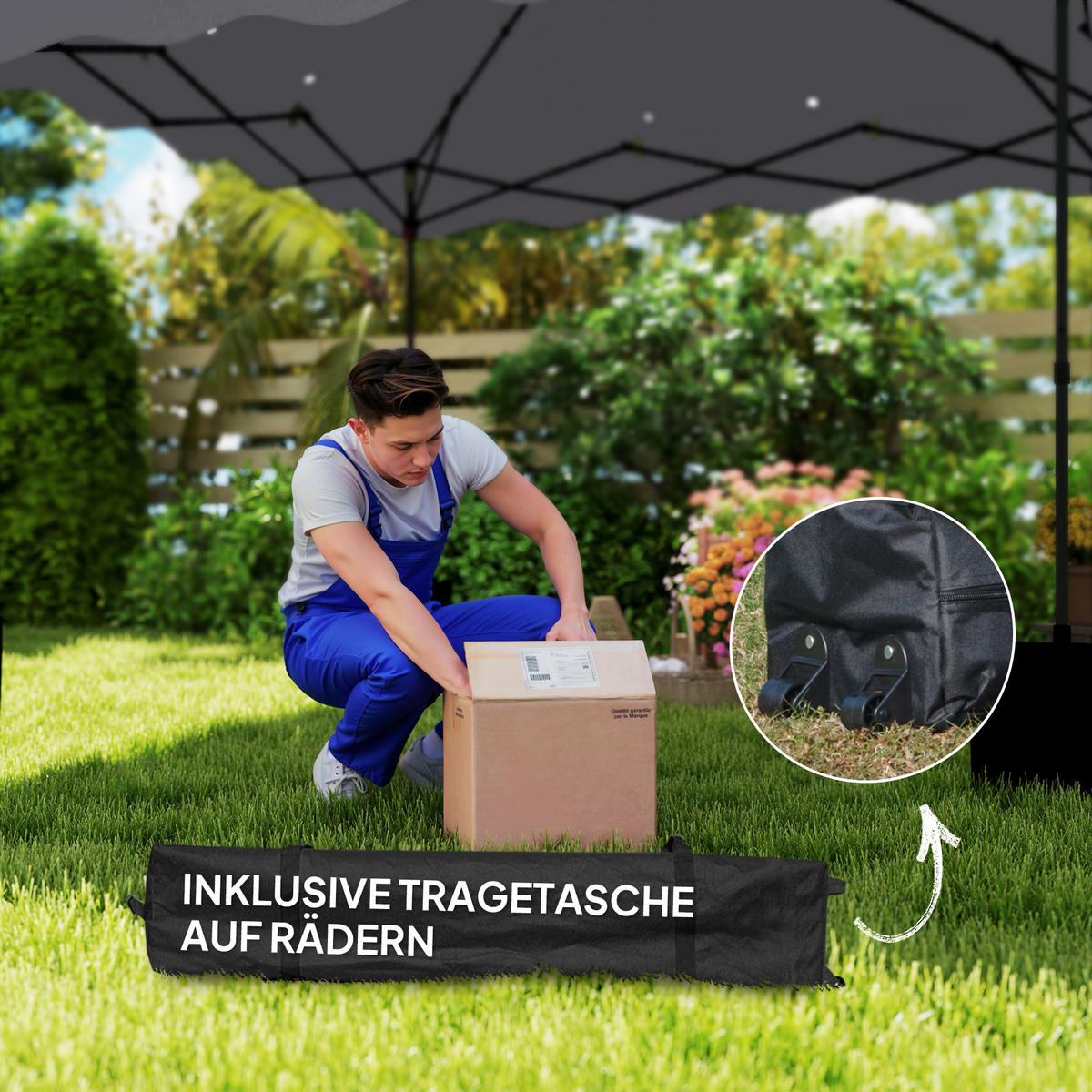 PAVILLON ca.3x 3m - Hellgrau, Metall (297/287/297cm) - Outsunny