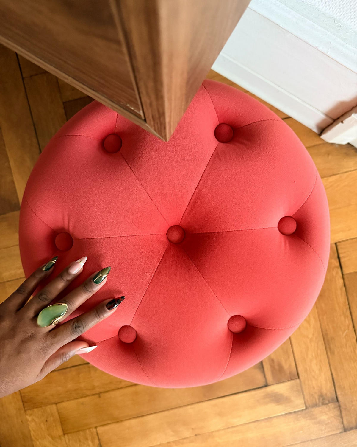 POUF Corolla 40/40/40 cm - Rot, Textil (40/40/40cm) - Beliani