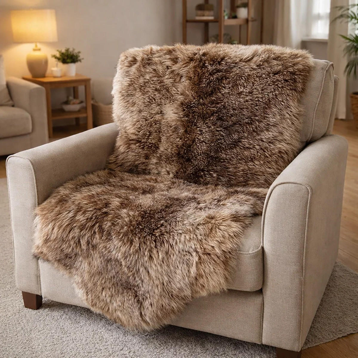 FELL Öko Schaffell Lammfell Ice Brown ca. cm - Braun, Fell (85/135cm) - Provellus