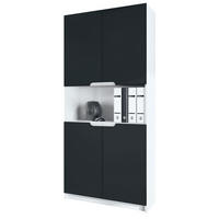BÜROSCHRANK Logan Fronten in Schwarz matt - Schwarz, Holzwerkstoff (82/184/37cm) - Vladon