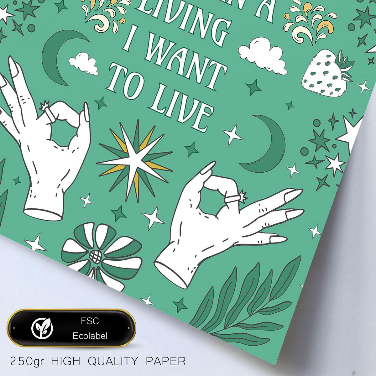 POSTER Set Mit 6 Drucken Von Live In Brilliant Groovy Style Postersammlung Dekorative Rahmen Für Ihr Zuhause Wandkunstdruck A3 & A4 Schwarzer Rahmen - Schwarz, Papier (29/3cm) - Nacnic