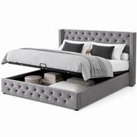 POLSTERBETT 160/200 cm in Grau mit Bettkasten Samt - Grau, Holzwerkstoff/Textil (160/200cm) - CHICFURN