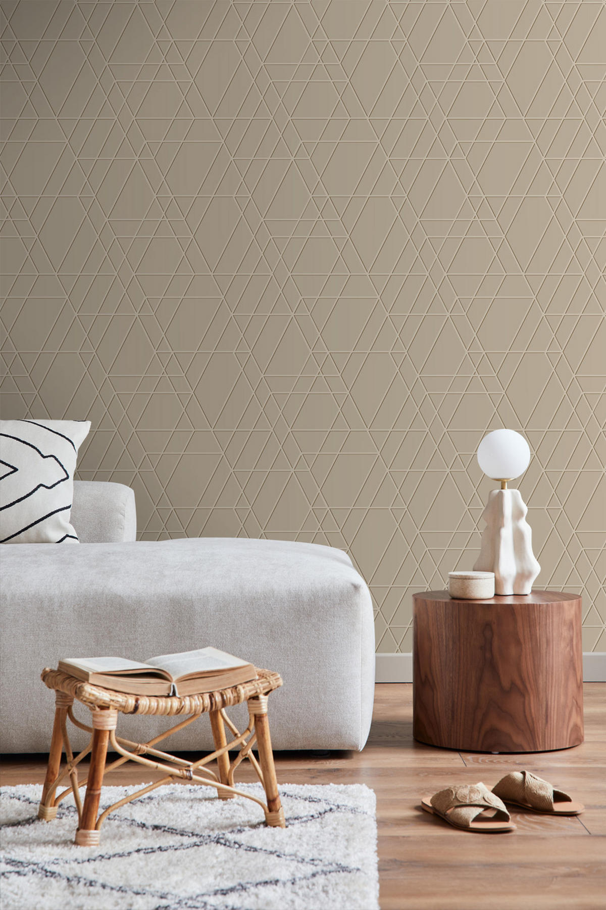 TAPETE 3D-Muster 50 x 900 cm - Beige, Papier (50/900cm) - ESTAhome