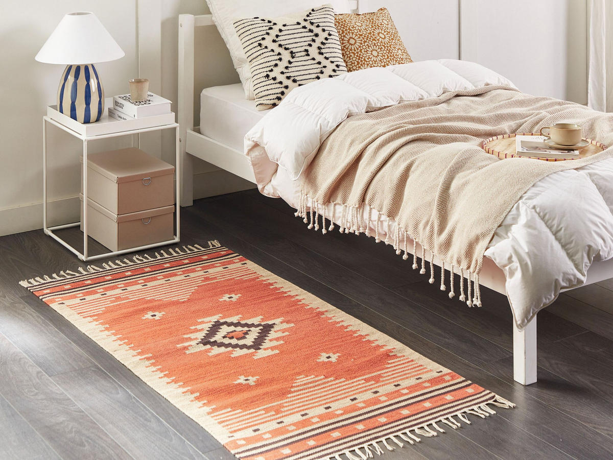 KELIM-TEPPICH Gavar 150/80 cm - Orange, Textil (80/150cm) - Beliani