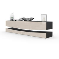 LOWBOARD City Fronten in Sandgrau Hochglanz - Sandfarben, Holzwerkstoff (178/48/39cm) - Vladon