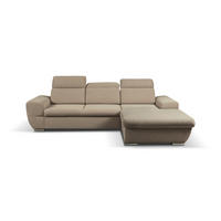 ECKSOFA - FRENSO - Rechts, Dunkelbeige (Ronda 09) - Cappuccino, Holzwerkstoff (281/183cm) - Möblo