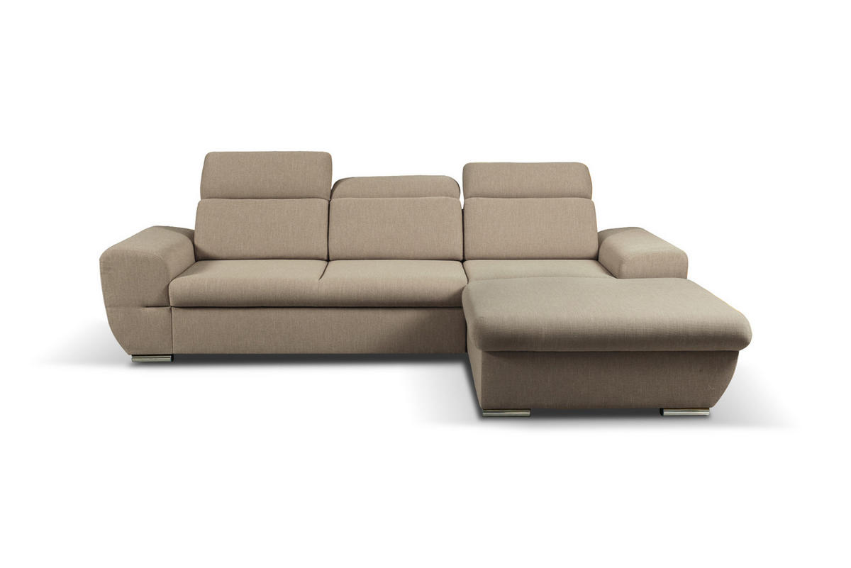 ECKSOFA - FRENSO - Rechts, Dunkelbeige (Ronda 09) - Cappuccino, Holzwerkstoff (281/183cm) - Möblo