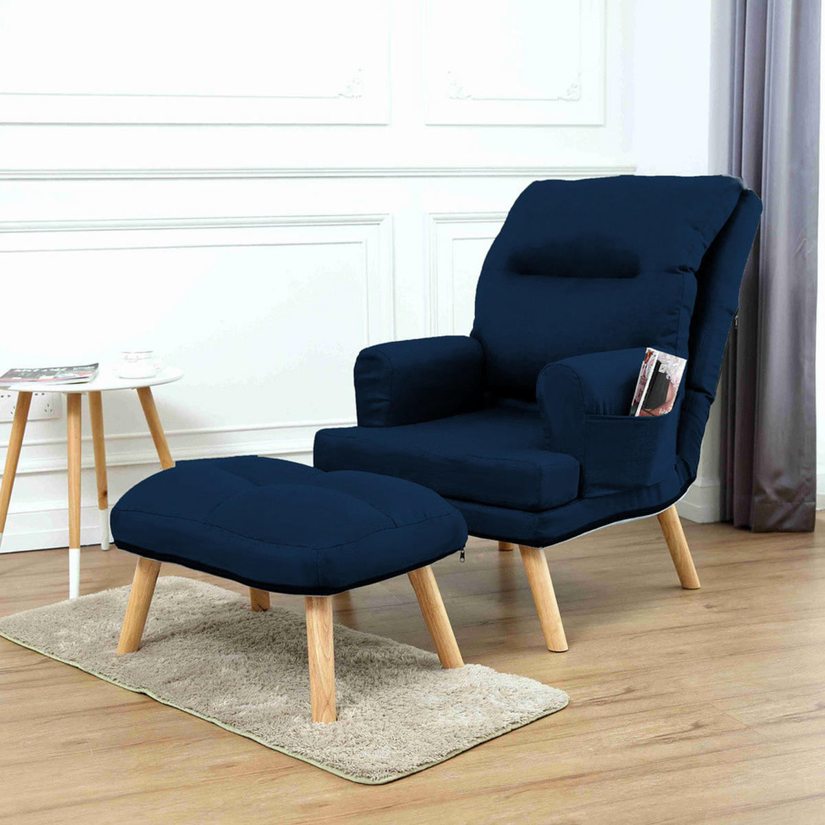 SESSEL Memo mit Fußhocker Rückenlehne 5-stufig einstellbar, dunkelblau - Blau, Kunststoff (107/95/66cm) - Margaret Hadas24