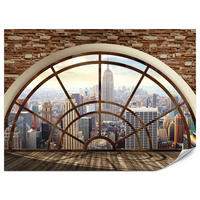 FOTOTAPETE für Wohnzimmer New York Fensterblick Panorama Stadt 250x175 - Beige/Braun, Papier (250/175cm) - Muralo