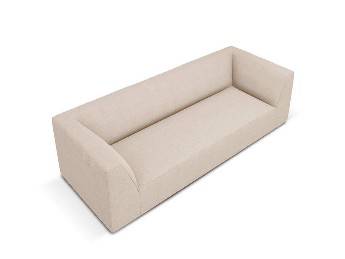SOFA Ruby aus strukturiertem Stoff beige 3 Sitzplätze - Creme, Textil (93/69/232cm) - Micadoni