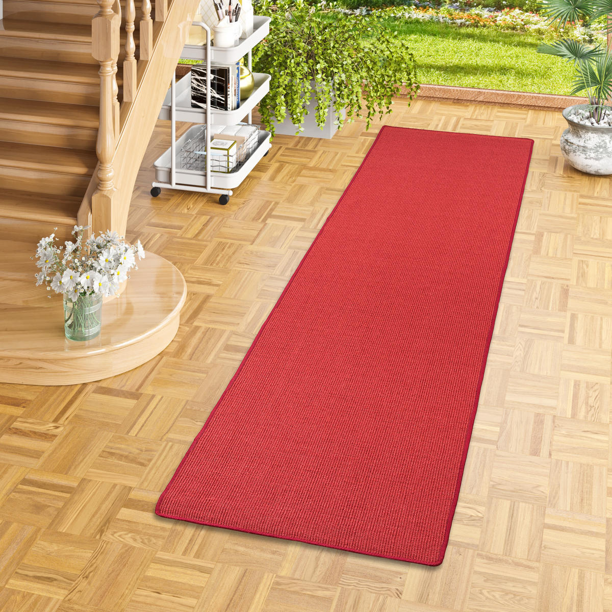 SISAL NATUR LÄUFER TEPPICH - Rot, Textil (100/400cm) - Snapstyle