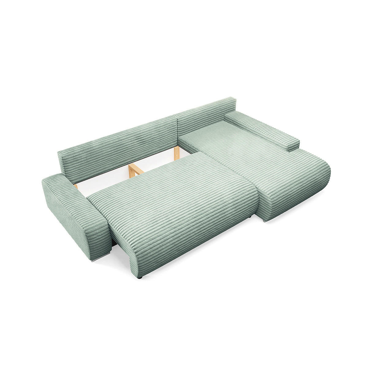 ECKSOFA Ivana 3 Sitzplätze Hellgrün - Grün, Holz (265/172cm) - Petits-meubles