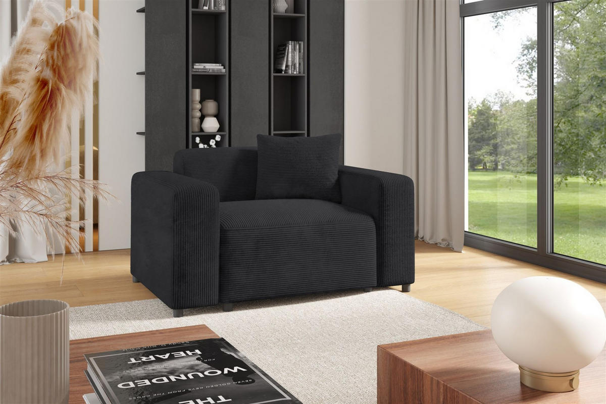 SESSEL Megan In Poso - Anthrazit, Holzwerkstoff/Textil (145/75/98cm) - Fun Möbel