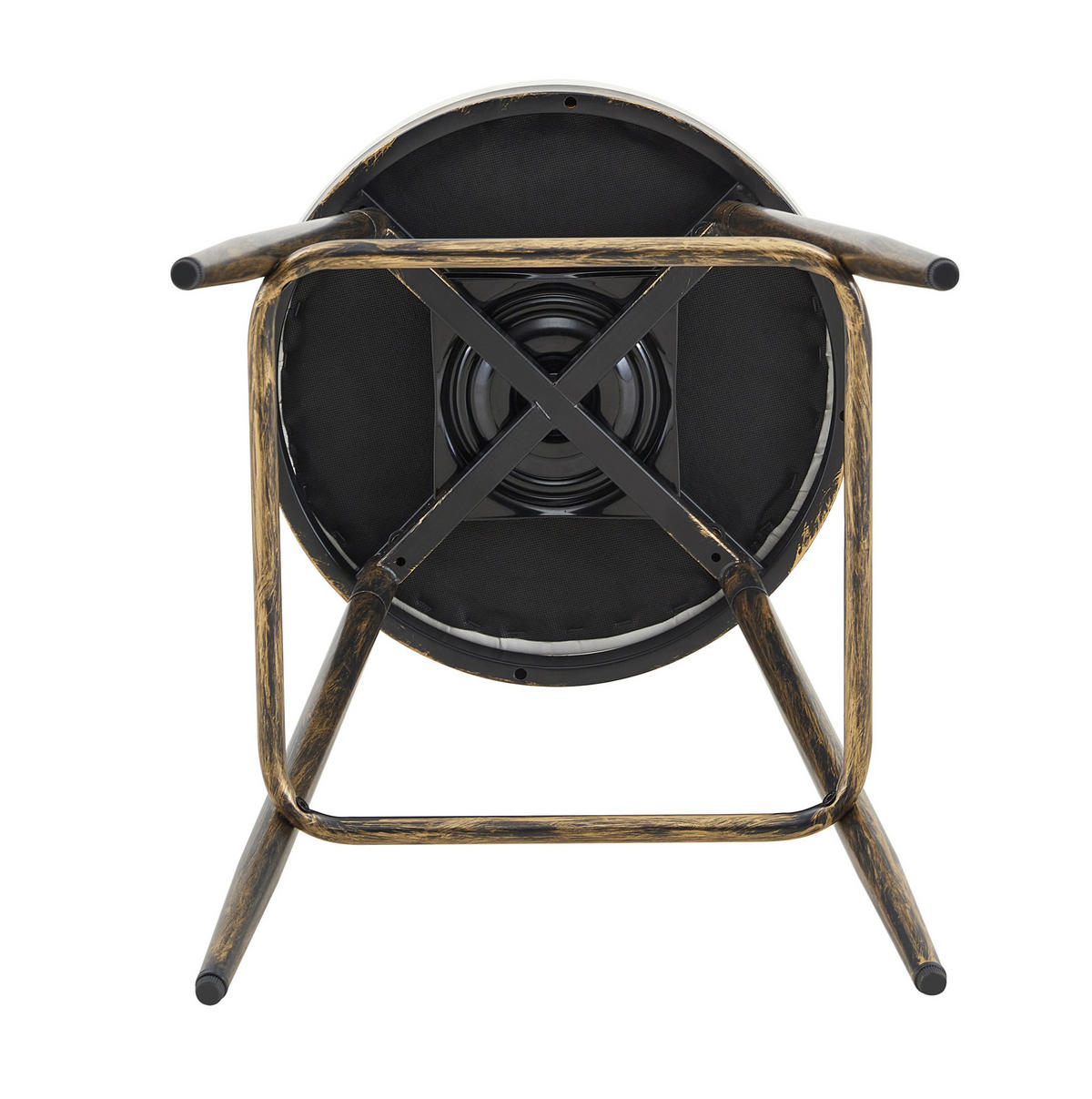 BARHOCKER aus Metall mit gepolstertem Sitz, PU-Bezug und Fußstütze, Braun-Weiß - Braun, Metall (39/96/39cm) - MIVRAY