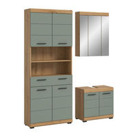 BADKOMBINATION 3tlg. Scout Bad in Artisan Eiche Nachbildung und Salbei Nachbildung B/H/T: 149x191x34 cm - Eiche Artisan, Holz (149/191/34cm)