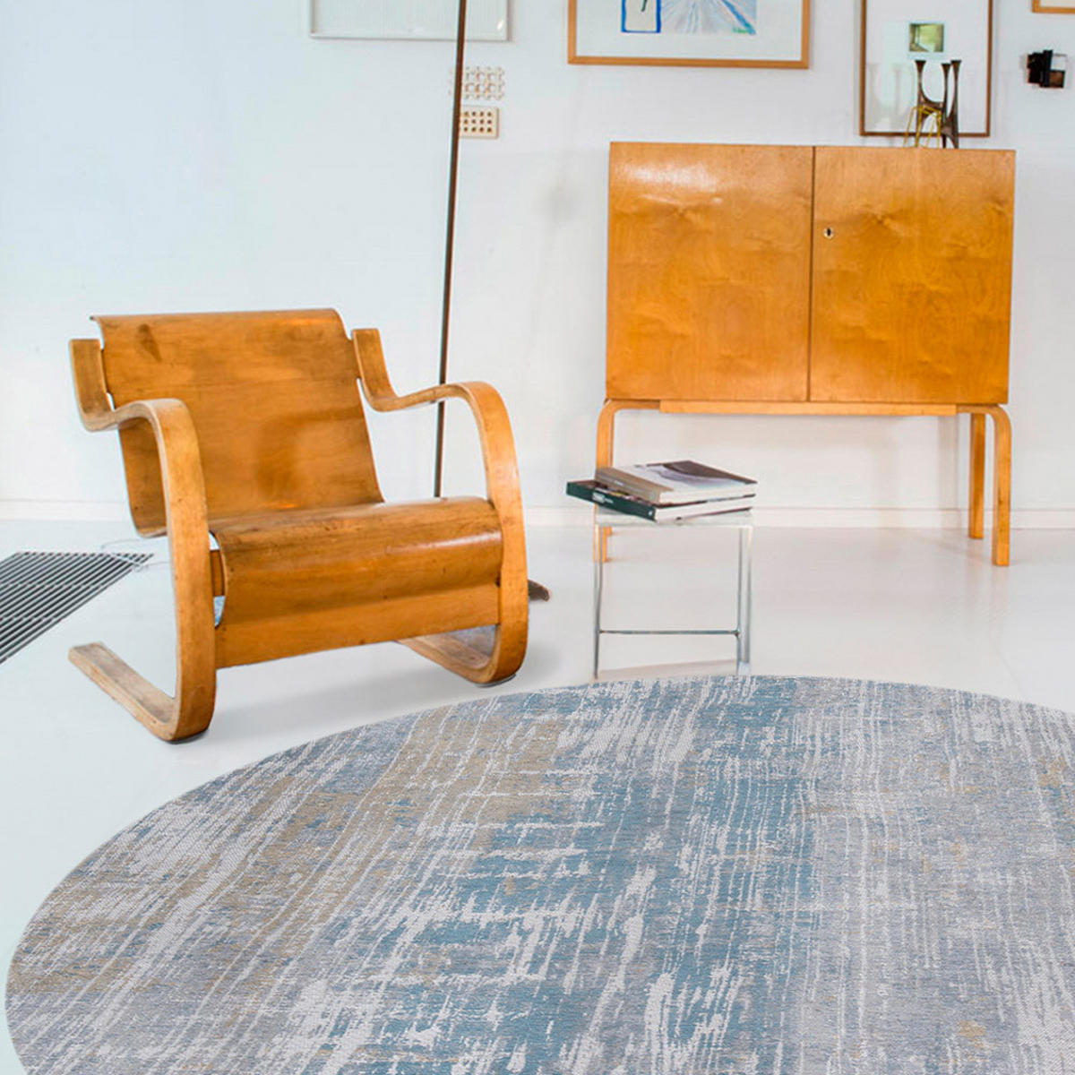 TEPPICH Long Island Blue Atlantic Streaks 240/240 cm - Blau, Kunststoff/Textil (240/240cm) - Louis De Poortere