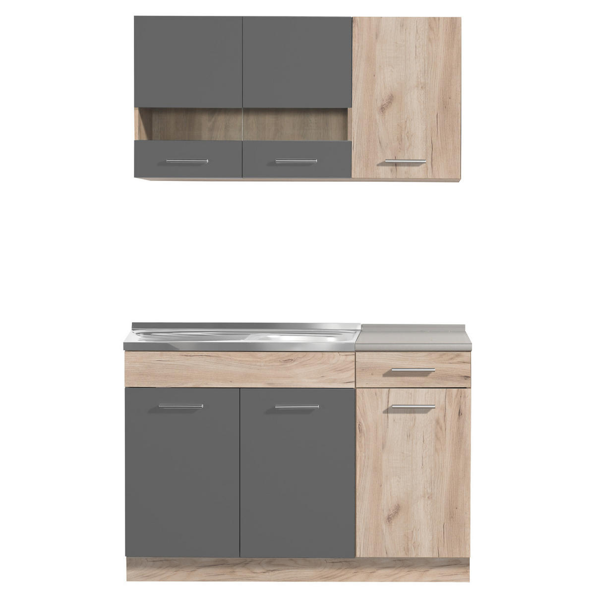 KÜCHENLEERBLOCK 120 cm in Grau - Naturfarben/Grau, Holz (120/206/60cm) - Homestyle4u