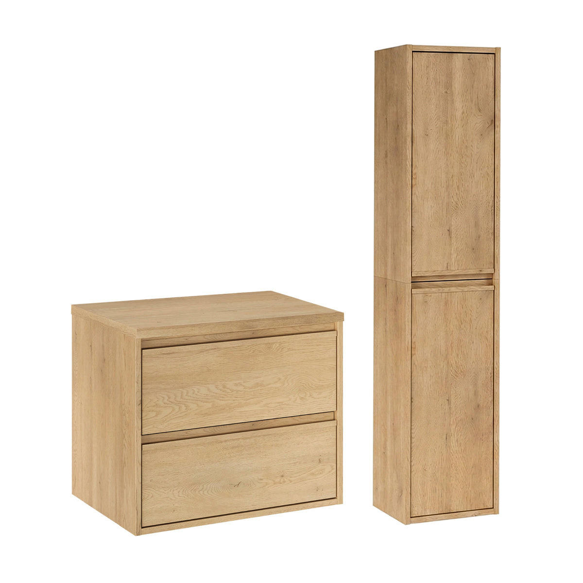 SKRINKA POD UMÝVADLO 60cm Edmé 2-dielna súprava Drevo - hnedá, kompozitné drevo (60/52.2/46cm) - Petits-meubles