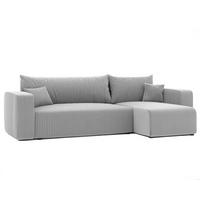 ECKSOFA Grau Cord-Stoff mit Bettkasten - Hellgrau, Textil (248/145cm) - Idohome