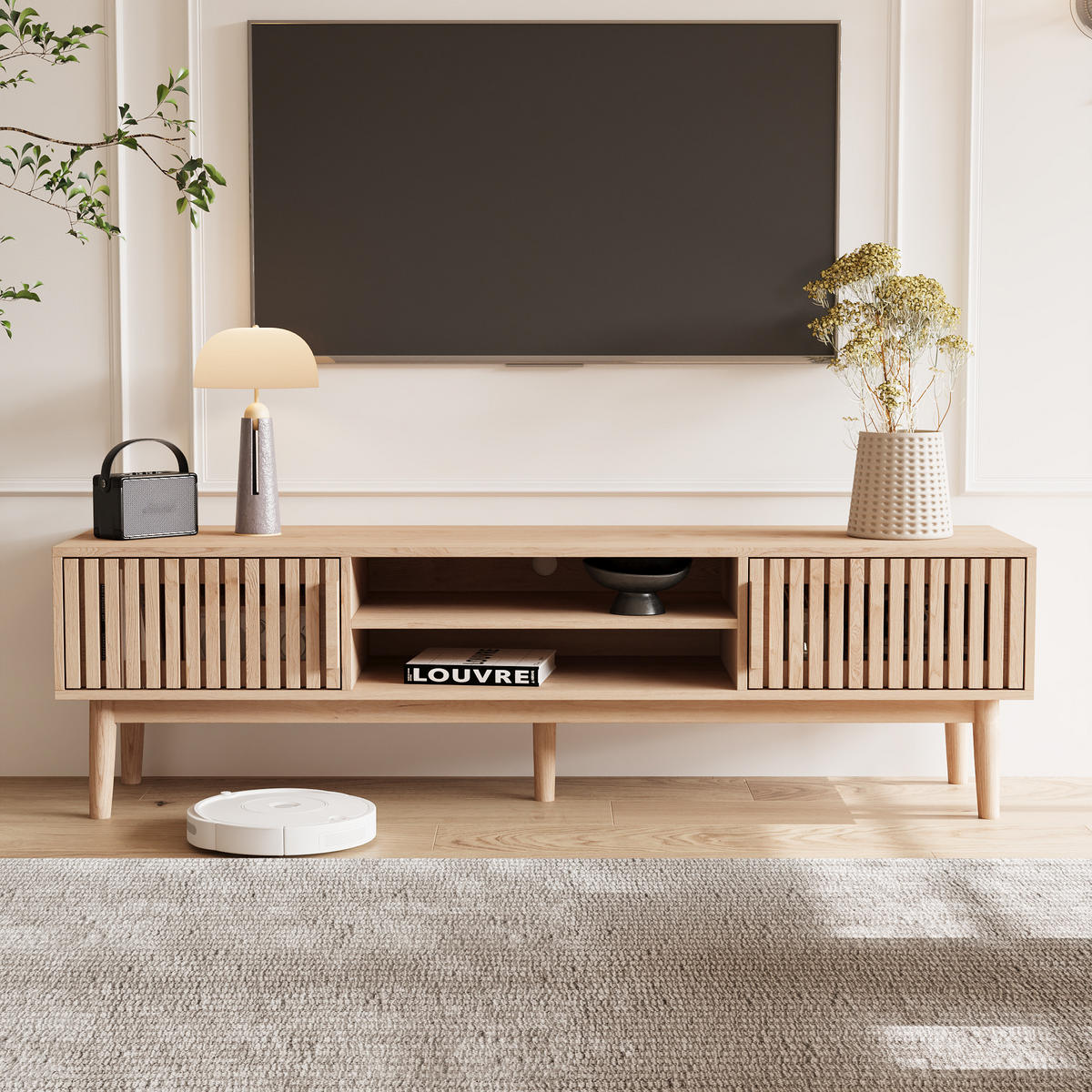 NISKI TV ormarić 150 cm s 2 ormarića za televizore od 65 inča - smeđa, drvo (40/48/150cm)